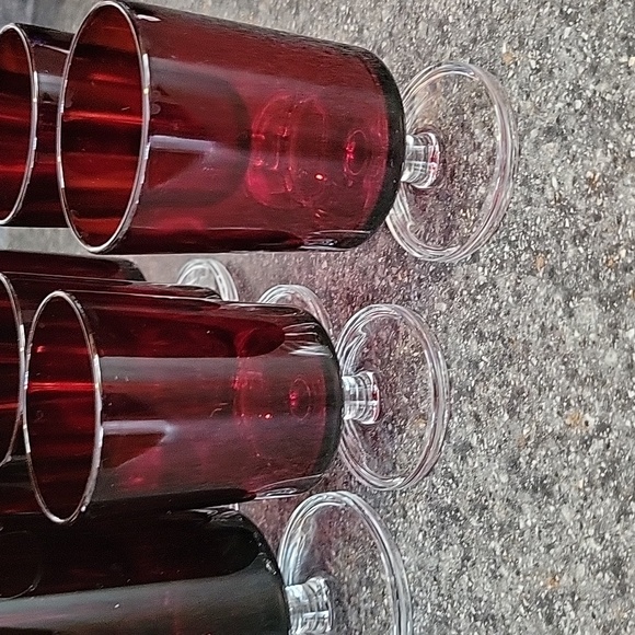 Red vintage Luminarc glassware bundle stamped France, 6 large, 6 small - Picture 2 of 9